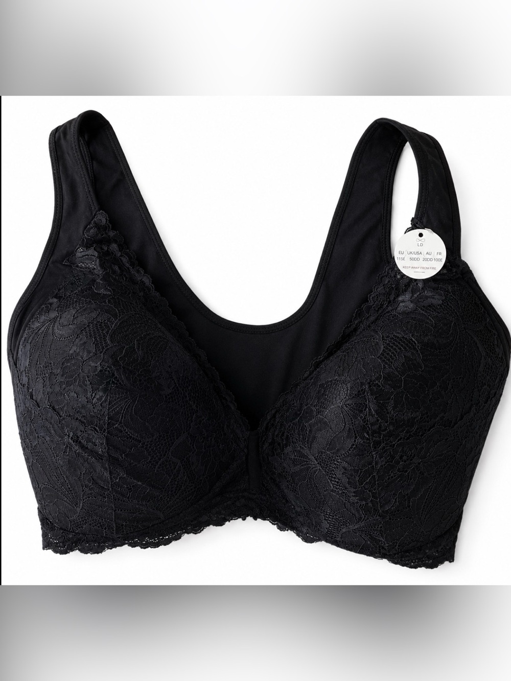 Lacy Bra Lucy Breeze Back Smoothing Bra Black Size 50 DD NWT Beautiful